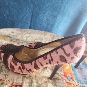 Elegant Leopard Print Pink and Brown Heels